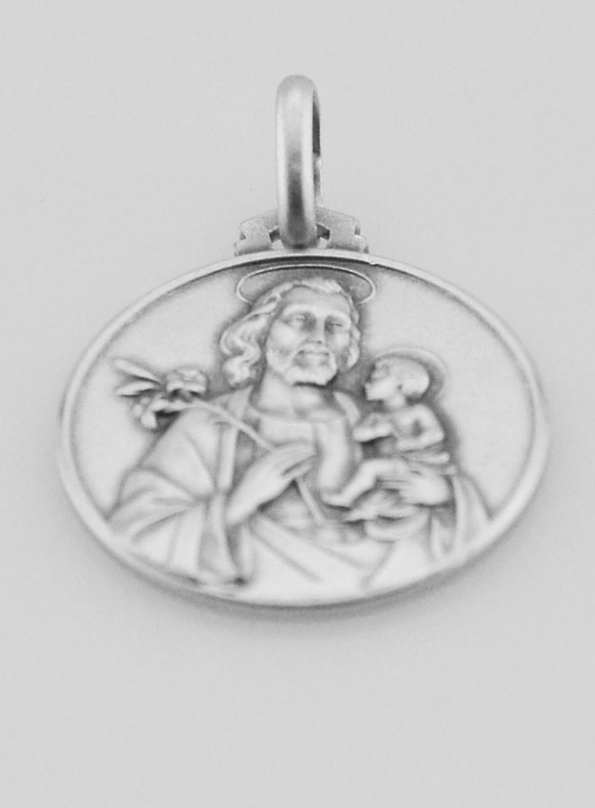 Médaille de Baptême Saint Joseph en Argent Massif (pic 2)
