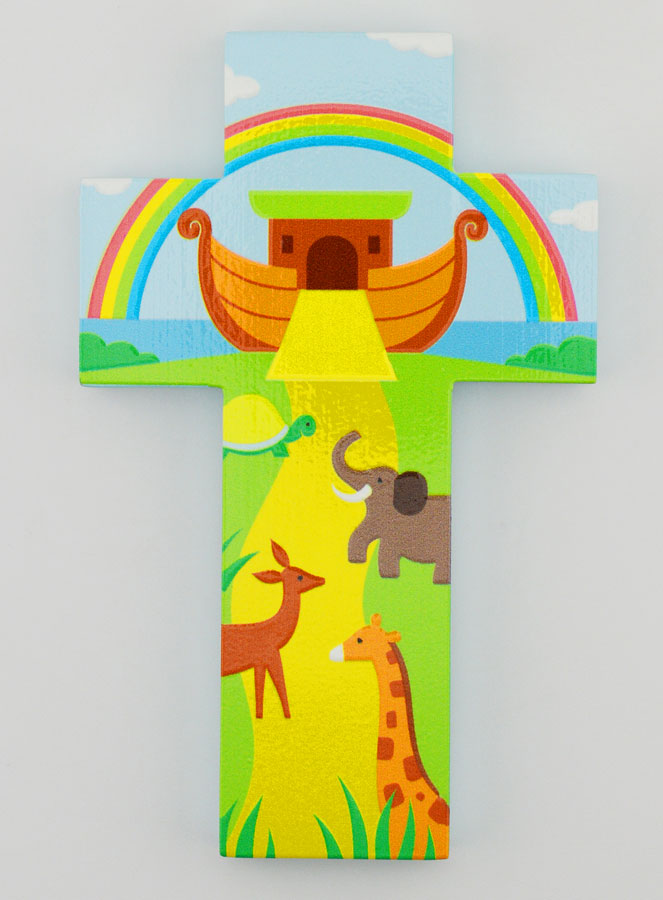 Croix en Bois L'Arche de Noé - Cadeau de Baptême (pic 1)