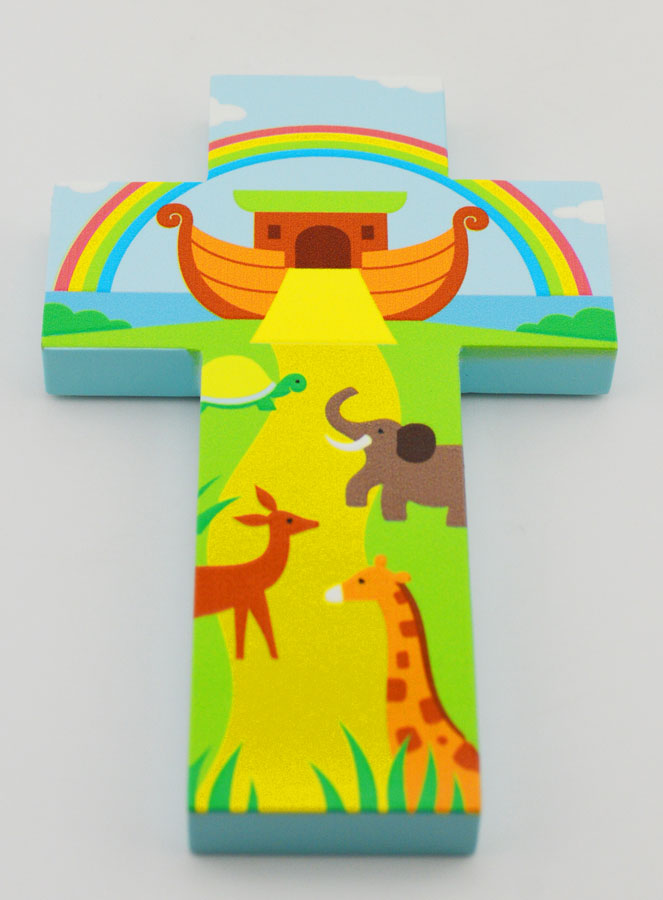 Croix en Bois L'Arche de Noé - Cadeau de Baptême (pic 2)