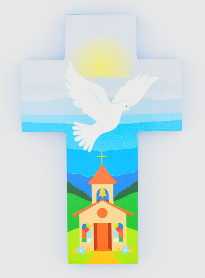 Croix Colombe Esprit Saint et Eglise - Cadeau de Baptême (pic 1)