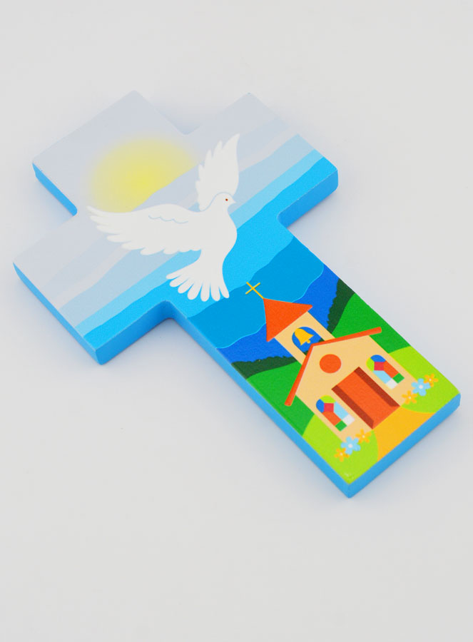Croix Colombe Esprit Saint et Eglise - Cadeau de Baptême (pic 3)