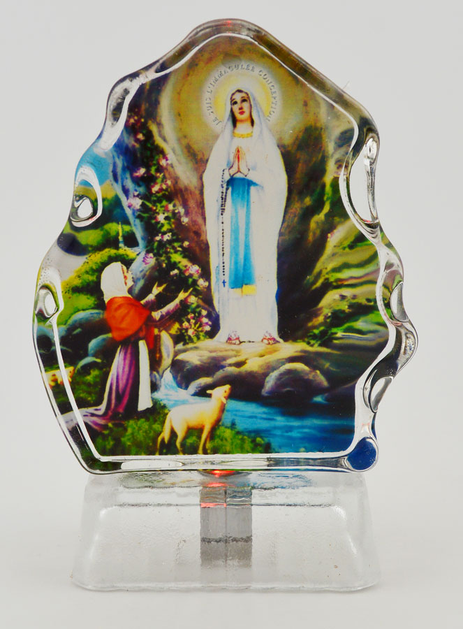 Cadre Lumineux Notre Dame de Lourdes en Verre (pic 1)