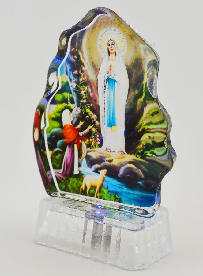 Cadre Lumineux Notre Dame de Lourdes en Verre (pic 2)