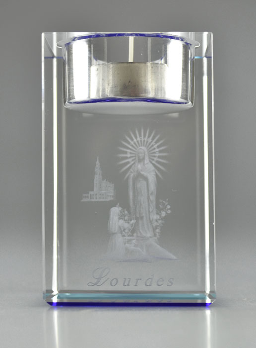 Bougeoir Notre Dame de Lourdes Bleue - 8 cm (pic 2)