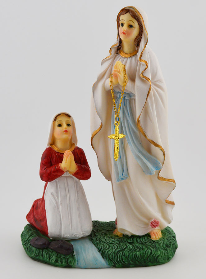 Statue Notre Dame de Lourdes et Ste Bernadette - 18 cm (pic 1)