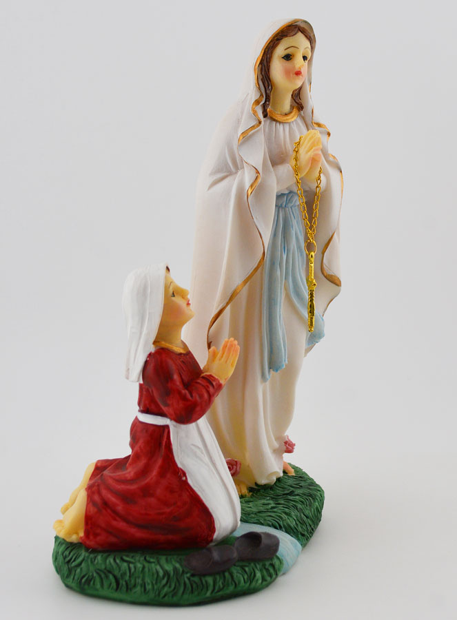 Statue Notre Dame de Lourdes et Ste Bernadette - 18 cm (pic 3)