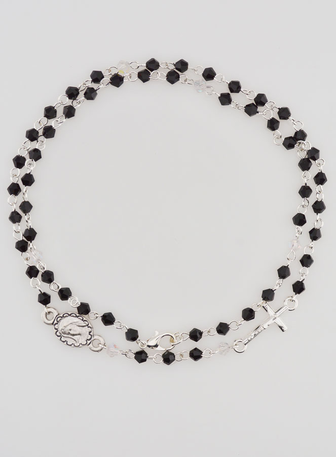 Chapelet Collier Mode - Perles de Cristal Noir - 50 cm (pic 1)