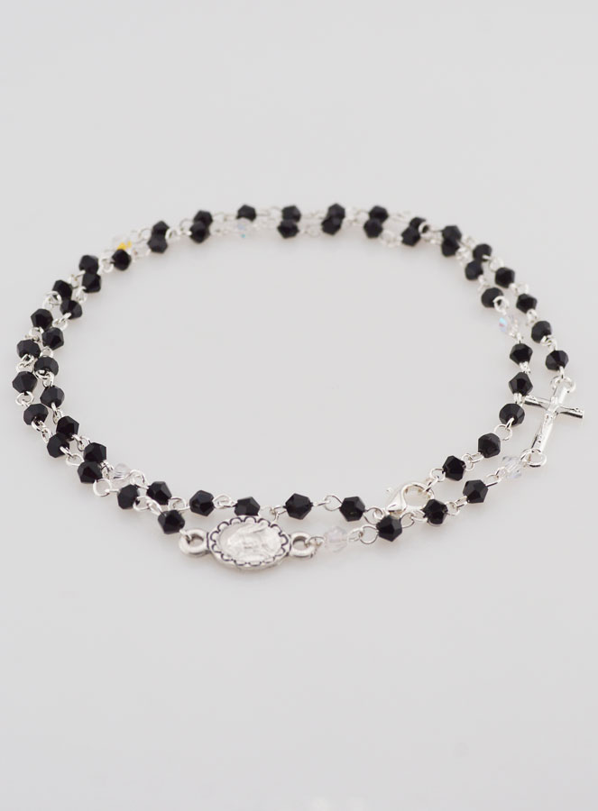 Chapelet Collier Mode - Perles de Cristal Noir - 50 cm (pic 3)