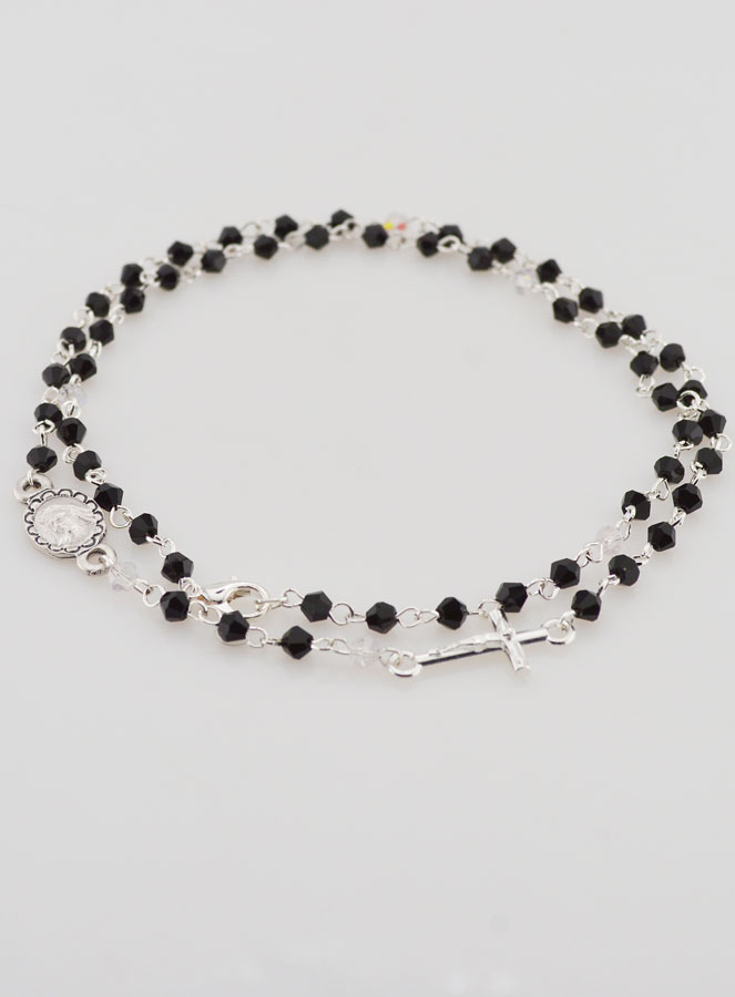 Chapelet Collier Mode - Perles de Cristal Noir - 50 cm (pic 4)