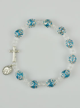 Bracelet Dizainier Perles de Cristal Turquoise Ajouré (pic 1)