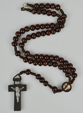 Chapelet de Lourdes Collier en Bois - 40 cm (pic 1)