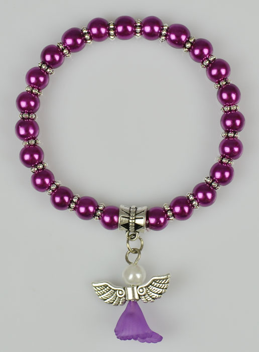 Bracelet Religieux Enfant Ange-Gardien - Perles Violettes (pic 2)