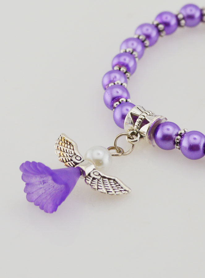 Bracelet Religieux Enfant Ange-Gardien - Perles Violettes (pic 3)