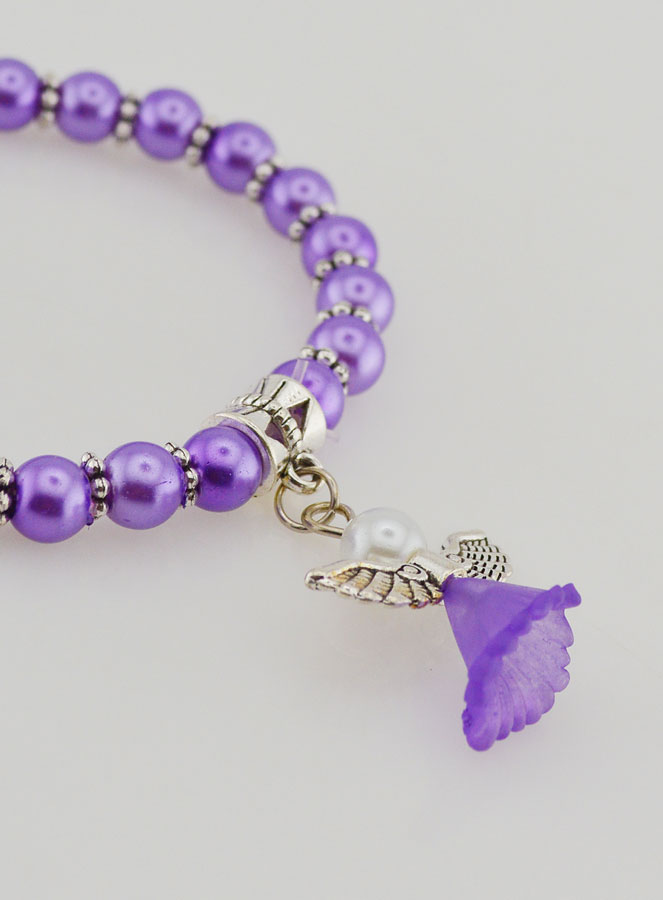 Bracelet Religieux Enfant Ange-Gardien - Perles Violettes (pic 4)