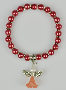 Bracelet Religieux Enfant Ange-Gardien - Perles Rouges (pic 1)