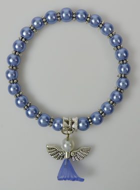 Bracelet Religieux Enfant Ange-Gardien - Perles Bleues (pic 1)