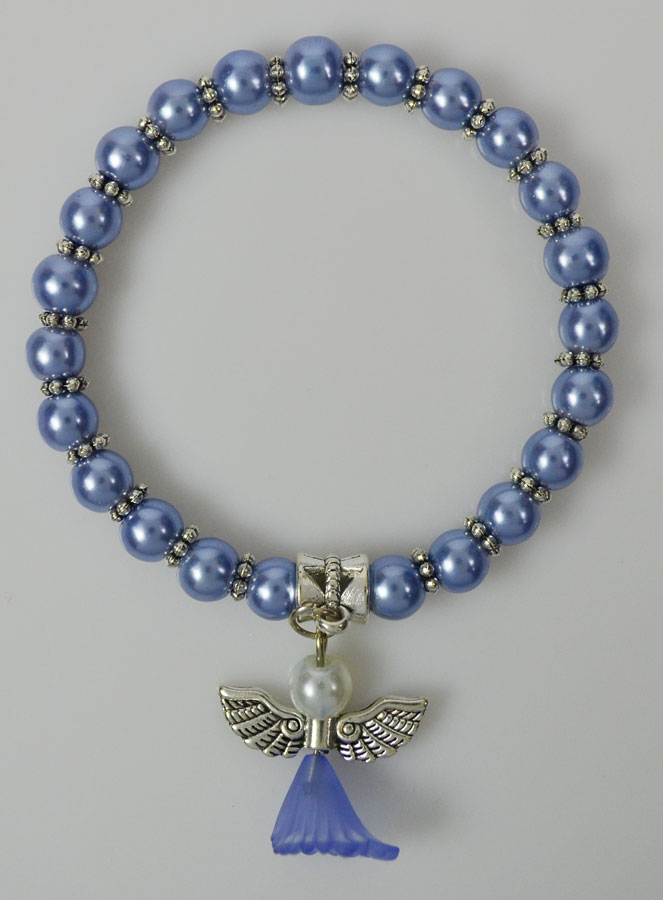 Bracelet Religieux Enfant Ange-Gardien - Perles Bleues (pic 2)