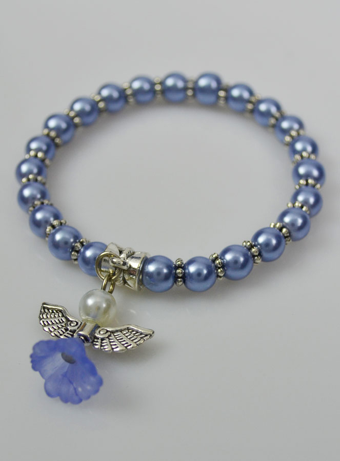 Bracelet Religieux Enfant Ange-Gardien - Perles Bleues (pic 3)