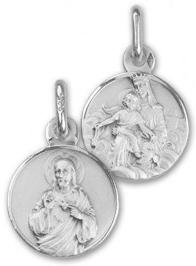 Médaille Scapulaire Jésus et Vierge Marie en Argent - 13 mm (pic 1)