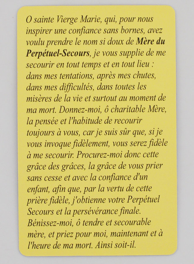 Lot de 10 Cartes de Prières Notre Dame du Perpétuel Secours (pic 4)