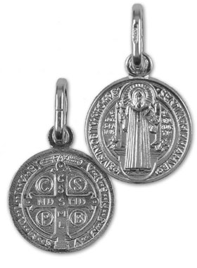 Médaille de Saint Benoit en Argent Massif - 12 mm (pic 1)