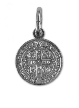 Médaille de Saint Benoit en Argent Massif - 12 mm (pic 2)