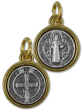 Médaille de Saint Benoît Dorée - 15 mm (pic 1)