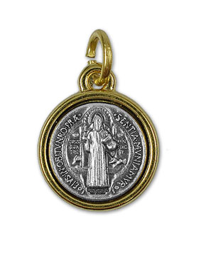 Médaille de Saint Benoît Dorée - 15 mm (pic 2)