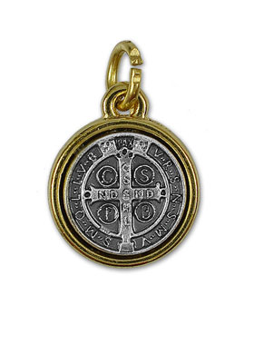 Médaille de Saint Benoît Dorée - 15 mm (pic 3)