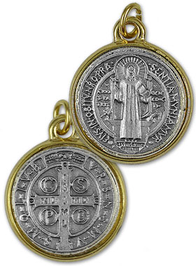 Médaille de Saint Benoît Dorée - 25 mm (pic 1)