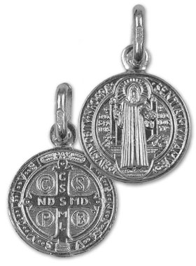 Médaille Saint Benoit en Argent Massif - 15 mm (pic 1)