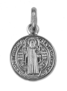 Médaille Saint Benoit en Argent Massif - 15 mm (pic 3)