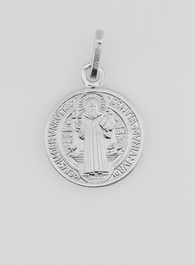 Médaille Saint Benoit en Argent Massif - 15 mm (pic 4)