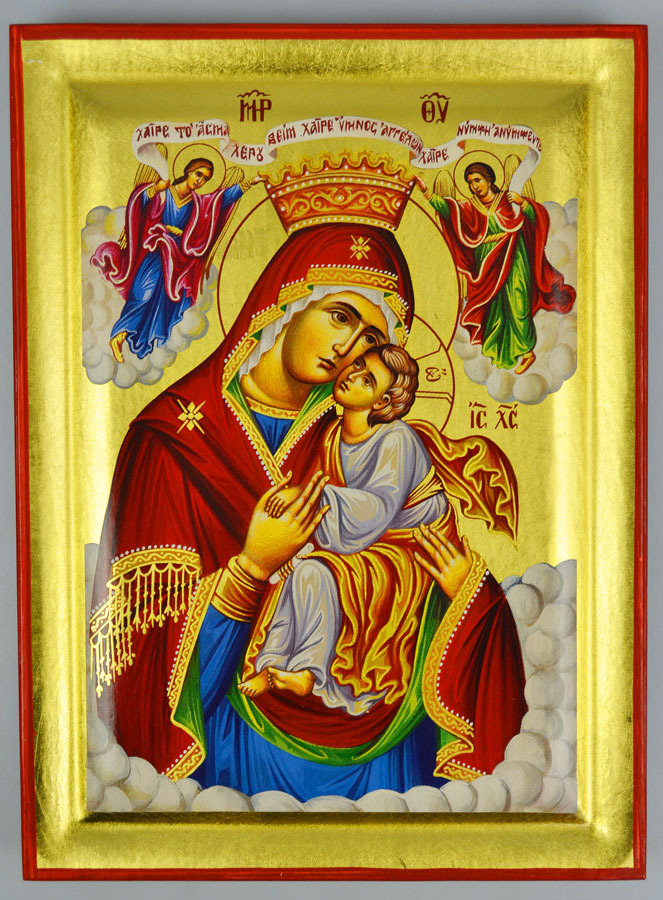 Icône Byzantine Vierge Couronnée - 24 cm (pic 2)