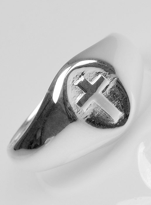 Bague Chevalière Croix du Christ en Argent Massif - Taille 60 (pic 2)