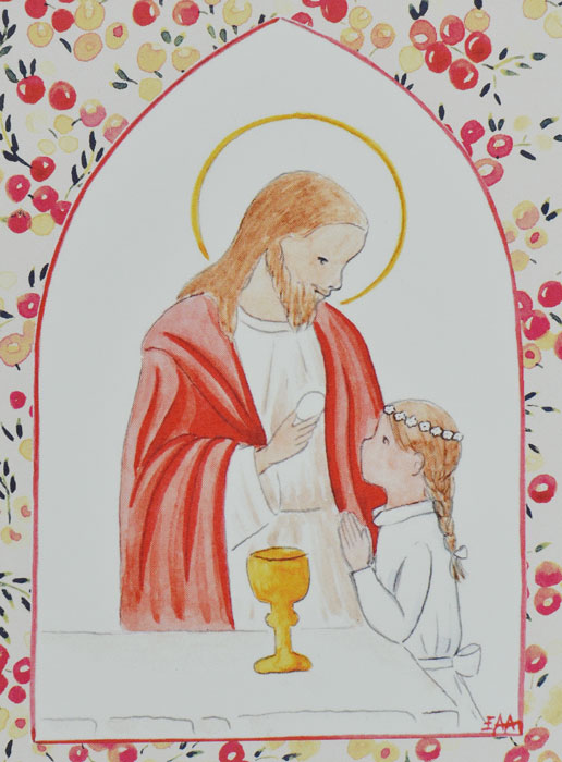Carte de Communion - Communiante et Jésus (pic 2)