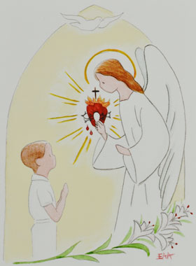 Carte de Communion - Communiant et Ange-Gardien (pic 1)