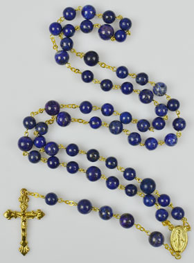 Chapelet en Perles Lapis Lazuli Véritable et Or (pic 1)