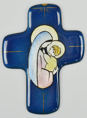Croix Vierge à l'Enfant Jésus en Emaux Véritable du Liban (pic 1)