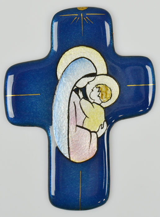 Croix Vierge à l'Enfant Jésus en Emaux Véritable du Liban (pic 2)