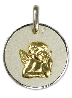 Médaille Ange-Gardien en Or et Argent - 16 mm (pic 1)