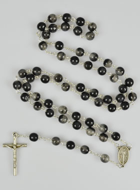 Chapelet en Perles Noires - Médaille Miraculeuse (pic 1)