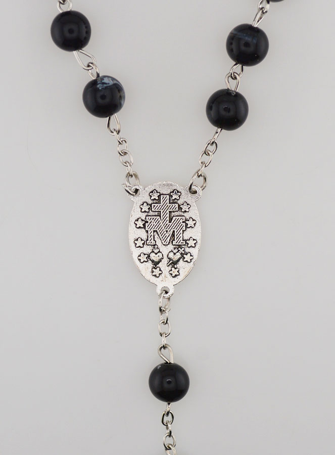 Chapelet en Perles Noires - Médaille Miraculeuse (pic 4)