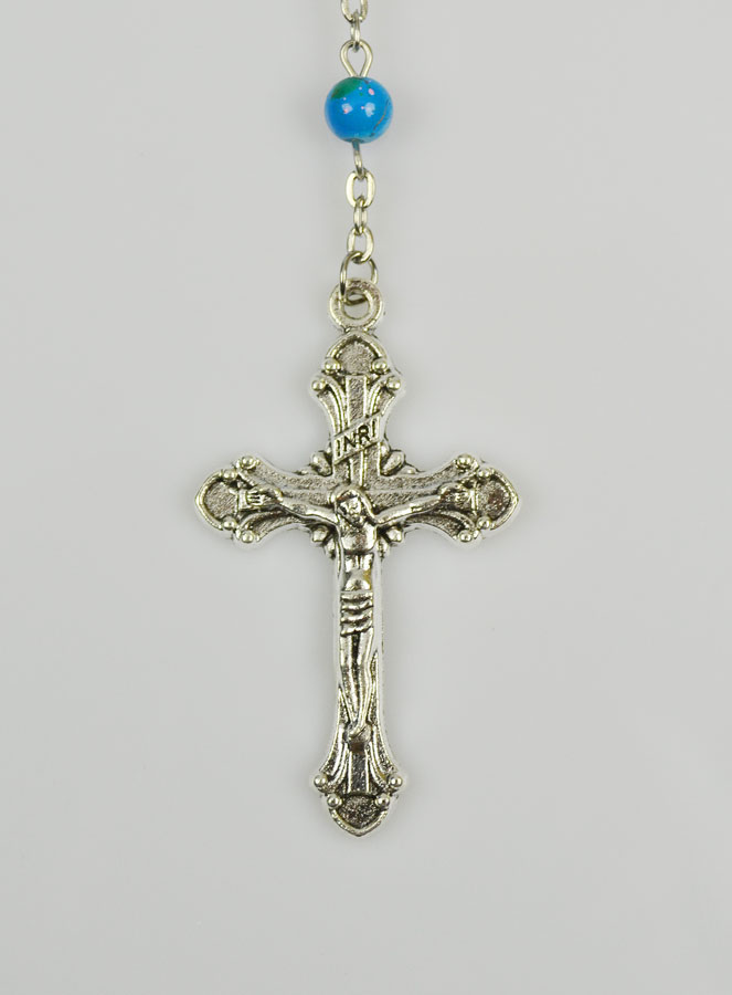 Chapelet en Perles Bleues - Médaille Miraculeuse (pic 4)