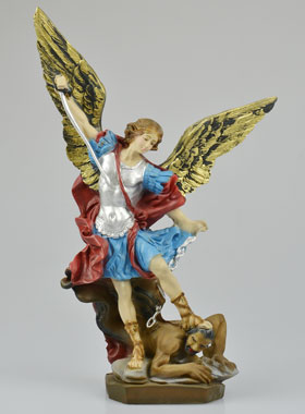 Statue Saint Michel Archange Polychromée - 30 cm (pic 1)
