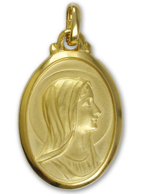 Médaille Vierge Marie au Voile en Plaqué Or - 22 mm (pic 1)