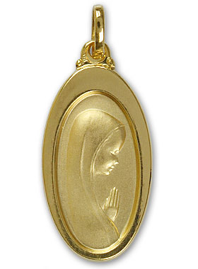 Médaille Vierge Marie en Prière en Plaqué Or - 25 mm (pic 1)