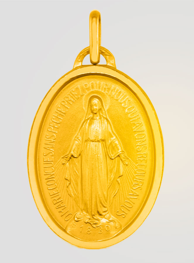 Médaille Miraculeuse en Plaqué Or 18 Carats avec Bords (pic 1)