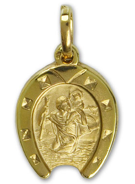 Médaille Fer à Cheval Saint Christophe en Plaqué Or (pic 1)