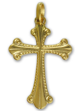 Croix Sculptée en Plaqué Or 18 Carats - 22 mm (pic 1)